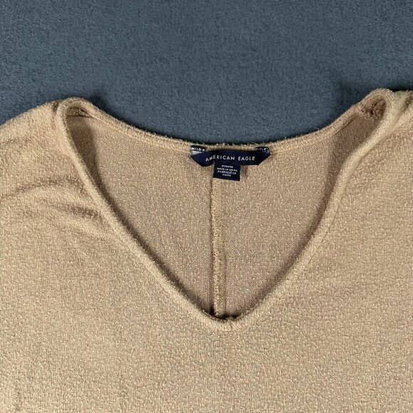 American Eagle Sweater Womens Medium Tan Oversized Pullover Ribbed Knit Tunic - Picture 6 of 11